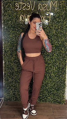 Conjunto Jogger Marrom Tamanho Único 38 a 42