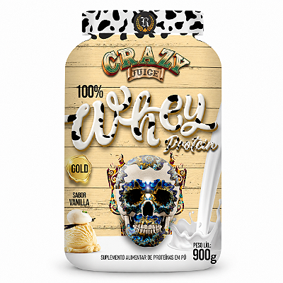 Crazy Whey Protein Gold Concentrado 100% - Sabor Vanilla - 900g