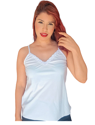 BLUSA REGATA BRANCA EM ALÇASA FINAS TRANÇAS