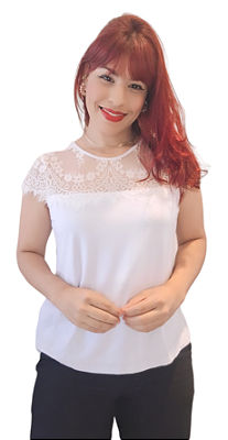 BLUSA RENDA CHANTILY MALHA