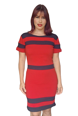 VESTIDO CURTO  MIDI CANELADO