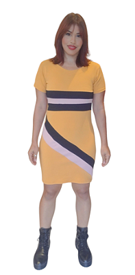 VESTIDO CURTO MIDI CANELADO