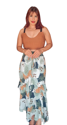SAIOA LONGA FLORAL BABADO