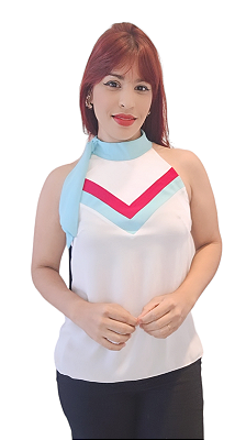 BLUSA FEMININA COM GOLA EM LAÇO