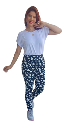 CALÇA SUPLEX SKINNY ESTAMPADA CORAÇÃO