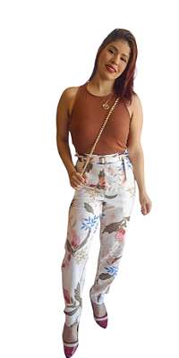 CALÇA SOCIAL LINHO ESTAMPADA CHICA