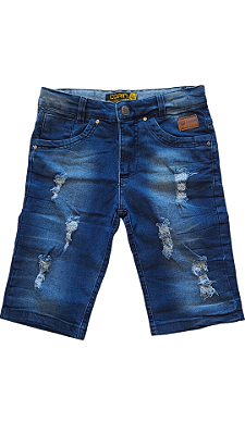 BERMUDA JEANS AZUL ESCURO  DESTROYED CORIN