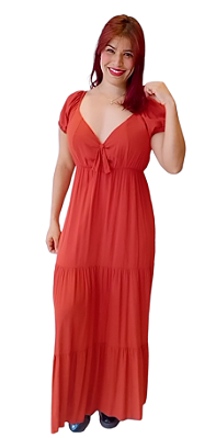 VESTIDO LONGO LISO TERROSO