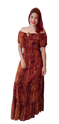 VESTIDO LONGO ANIMAL PRINT