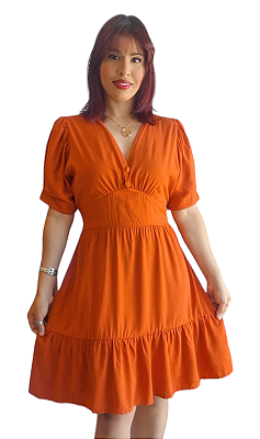 VESTIDO MIDI DE MANGA 3\4 DECOTE EM V