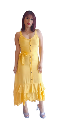 VESTIDO LONGO LISO BABADO NA BARRA