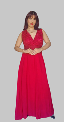 VESTIDO LONGO FEST RENDA C\ PEROLA