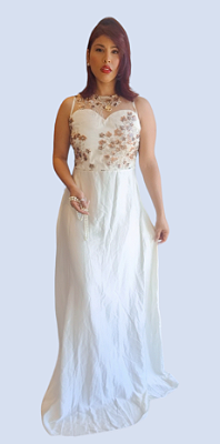 VESTIDO LONGO C\ GUIPIR 3\4
