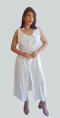 VESTIDO LONGO BOLSO BOTÕES