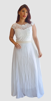 VESTIDO LONGO EM RENDA FORRADO