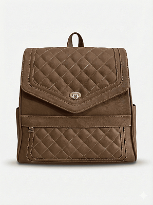 Mochila Executiva Feminina Matelassê Caramelo - Urban Flow | THEA Handbags