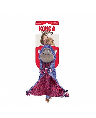 KONG Knots Flatz Monkey (Macaco) - Pelúcia Interativa com Apito e Corda Interna