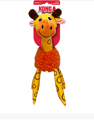 KONG Floofs Shakers Girafa – Pelúcia Interativa com Apito e Som Crocante