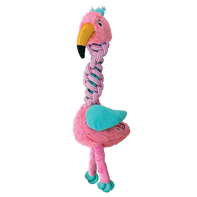 PELUCIA COM CORDA KONG TWISTS KNOTS COM APITO PARA CAES FLAMINGO