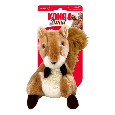 KONG Wild Low Stuff Squirrel – Pelúcia Interativa com Pouco Enchimento