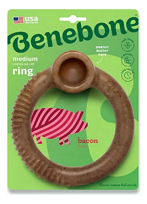 Mordedor resistente de Nylon Benebone Bacon Ring Medio