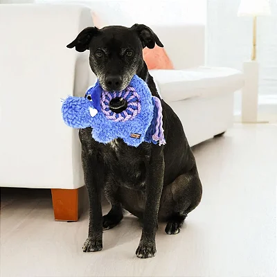 KONG Ringaroos Elefante - Brinquedo de Pelúcia com Corda para Cães (Tamanho Médio)
