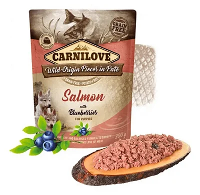 Carnilove Patê pouch Salmão Com Mirtilos Natural Para Cães Filhotes 300g