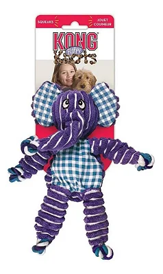KONG Floppy Knots Elephant (Elefante) – Pelúcia Resistente com Corda Interna para Cães