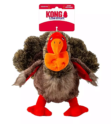 KONG Holiday Low Stuff Turkey (Peru) – Pelúcia com Apito e Pouco Enchimento