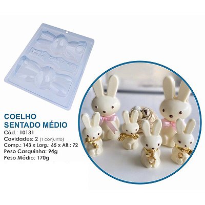 Forma Bwb Coelho Sentado Médio Páscoa 3 Partes C/ Silicone 170G Cod-10131 (Bwb Especial) (BWB PASCOA)