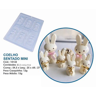 Forma Bwb Páscoa Coelho Sentado Mini 3 Partes C/ Silicone 15G Cod-10132 (Bwb Especial)  (BWB PASCOA)