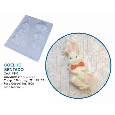 Forma Bwb Coelho Sentado Páscoa 3 Partes C/ Silicone Cod-9892 (Bwb Especial)  (BWB PASCOA)