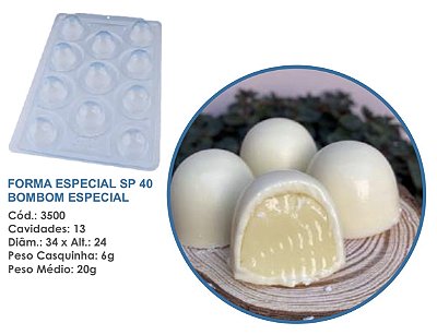 Forma Bwb Sp 40 Trufa Bombom Especial Silicone 3 Partes Profissional Cod-3500 (Sp Especial)