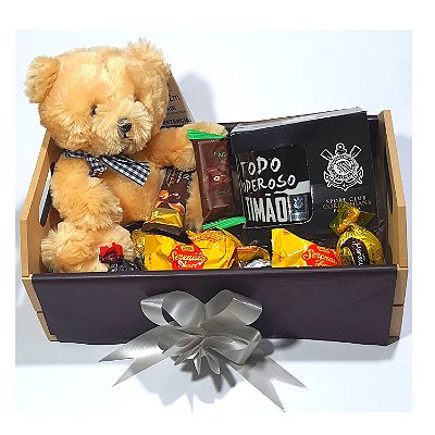 Cesta Corinthians Chocolates Caneca Pelúcia Bombons Presente