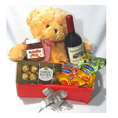 Cesta De Chocolates Vinho Urso Grande Presente Premium