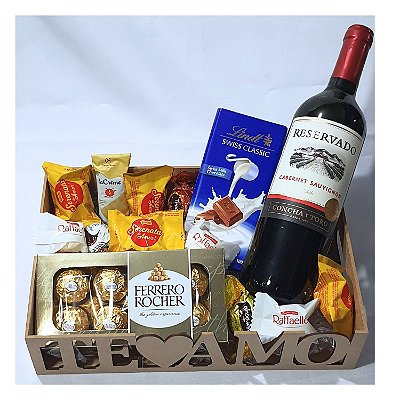 Cesta Dia Dos Namorados Chocolate E Vinho Produtos Renomados