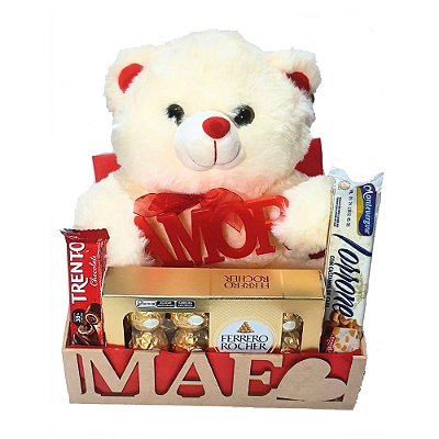 Cesta Dia Das Mães Com Urso Amor E Ferrero Rocher