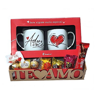 Cesta De Chocolates Te Amo Canecas E Bombons