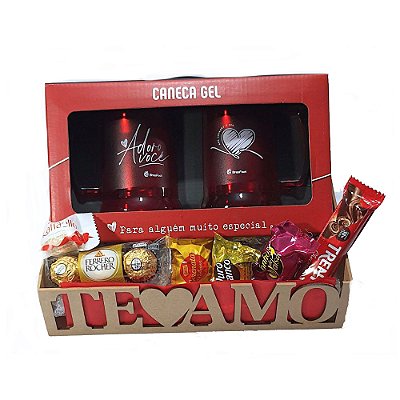 Cesta Amor Te Amo Com Canecas E Bombons