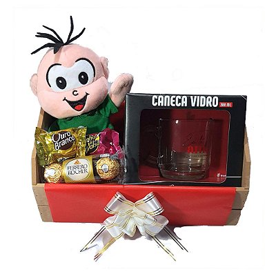 Cesta de Presente Turma da Mônica Cebolinha com Caneca Te Amo