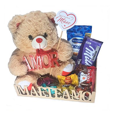 Cesta Dia Das Mães Te Amo Urso, Milka, Trufas