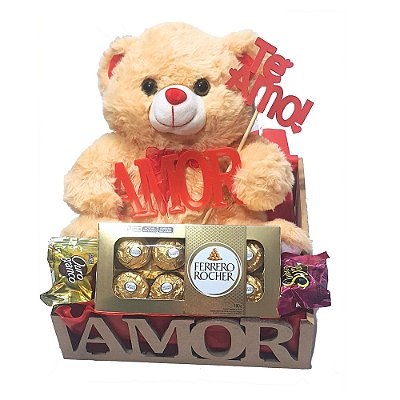 Cesta Namorados Amor Com Urso E Ferrero Rocher