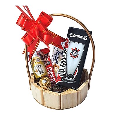 Cesta Corinthians Presente Criativo com Copo e Chocolates