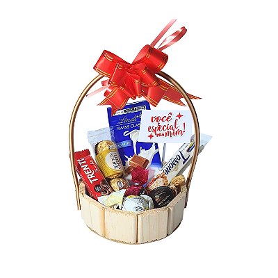 Cesta de Presente com Lindt, Ferrero e Trufas