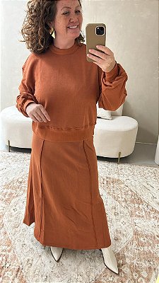 BLUSAO MOLETOM METALIZADO TERRACOTA