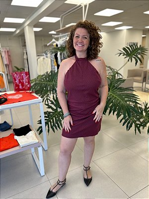 VESTIDO CURTO FRENTE UNICA BURGUNDY