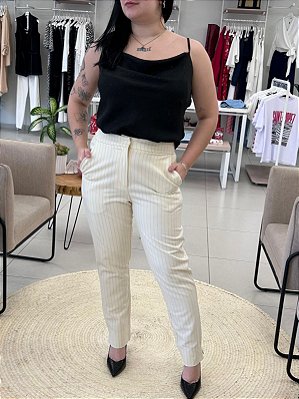 CALÇA RISCA DE GIZ EM LUREX