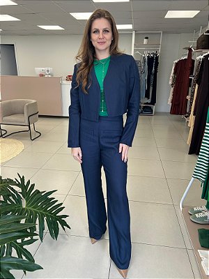 BLAZER CROPPED EM LINHO TEXTURIZADO