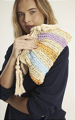 BOLSA PALHA TRAMAS COLORIDAS