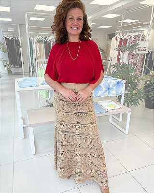 BLUSA ALONGADA EM CREPE